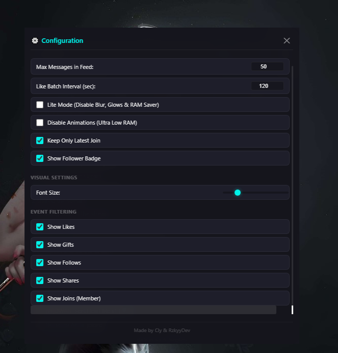 Settings Panel